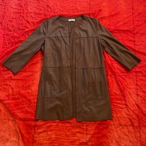 Sofi brown vegan suede medium length jacket made in Italy